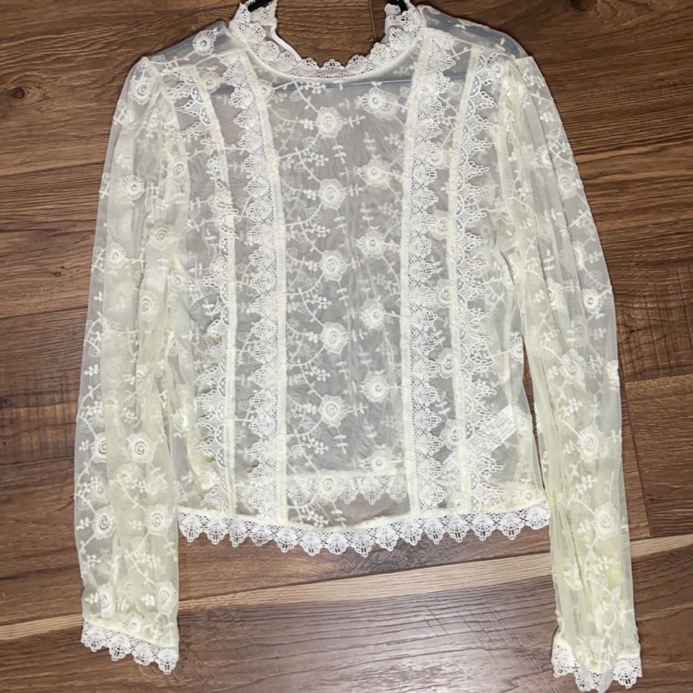 See through lace shirt